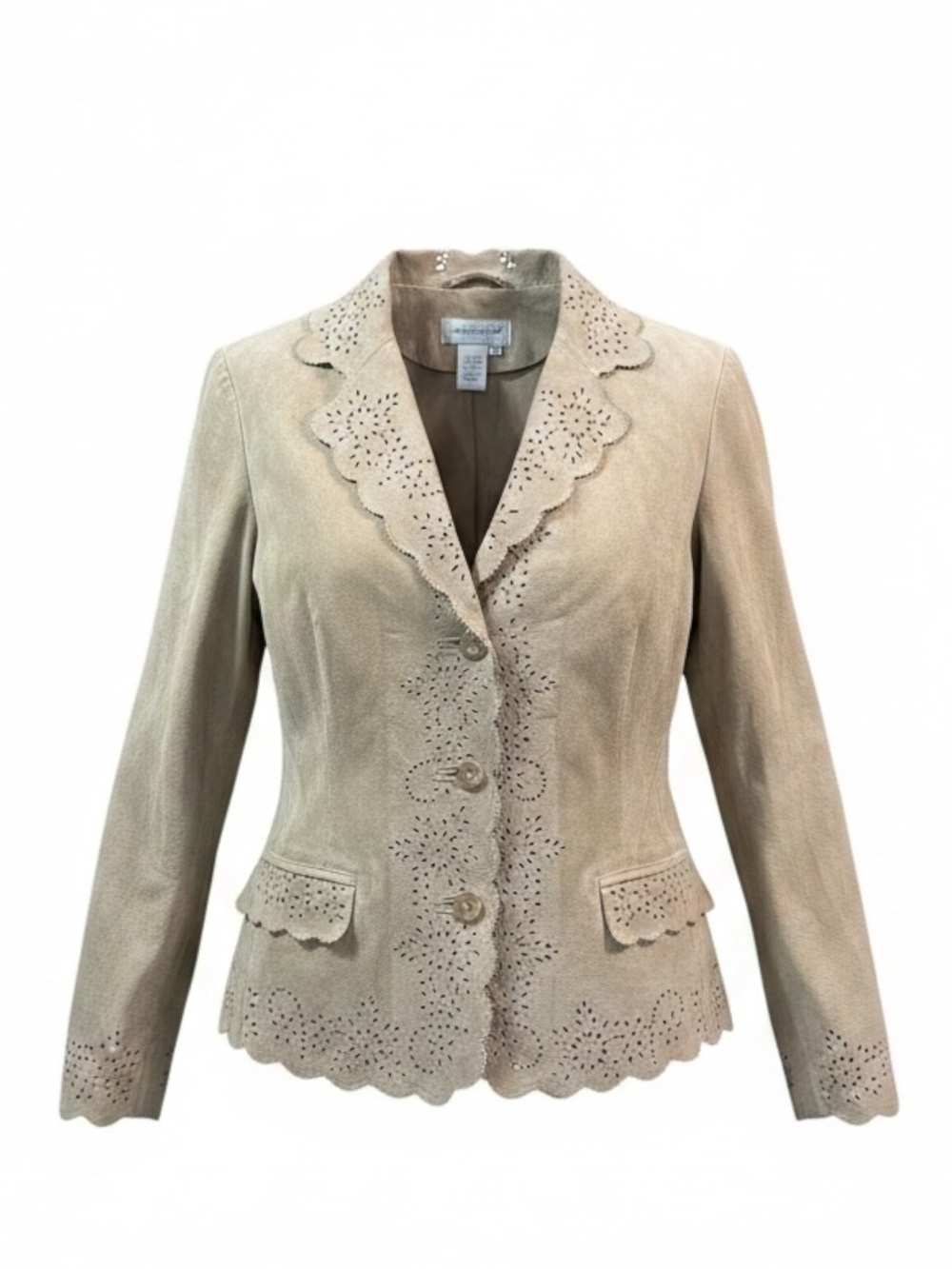 Coldwater Creek Vintage Buckskin Suede Leather Blazer Size Medium